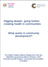Digging deeper, going further: creating health in communities: What works in community development?